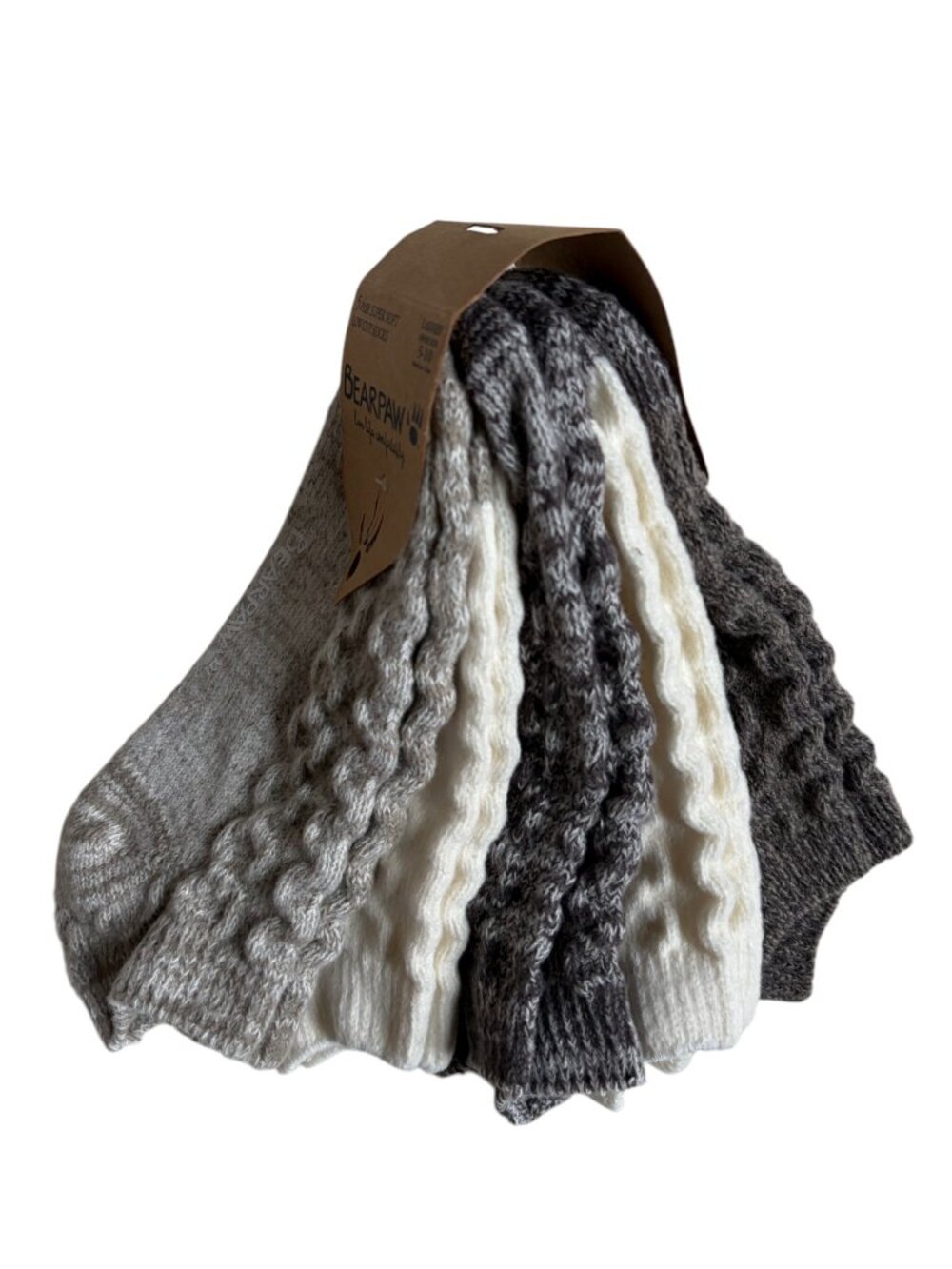 NWT Bearpaw 5 Pair Super Soft Low Cut Socks (Grey / Cream)